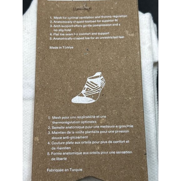 NWT On Performance Low Sock White/Ivory L Mesh Arch Support Flat Toe Seam - Picture 5 of 5